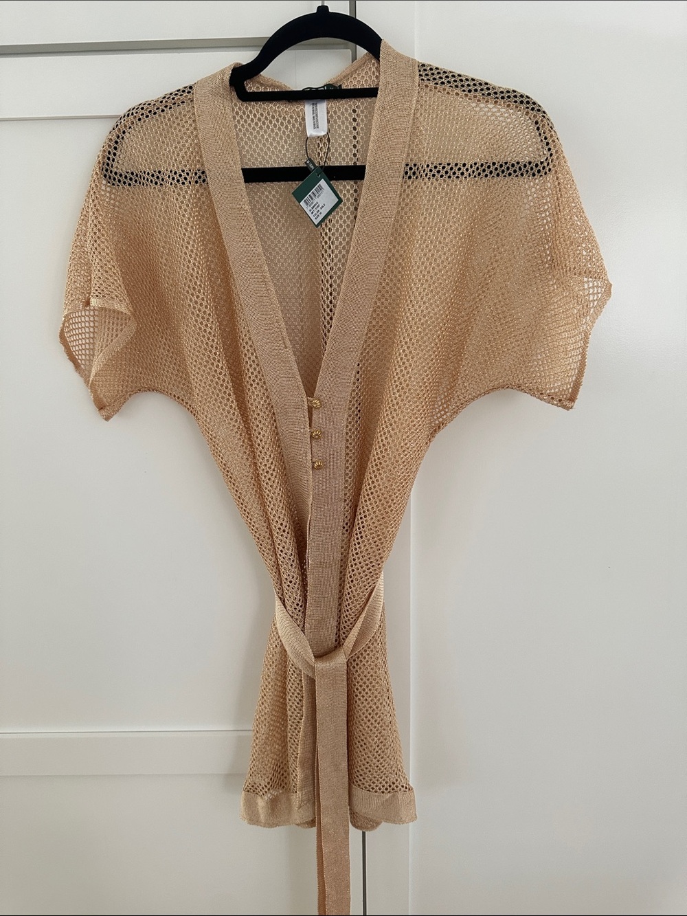DESPI Gold Knit Mesh Swim Coverup with Tie Belt, RARE find in the US